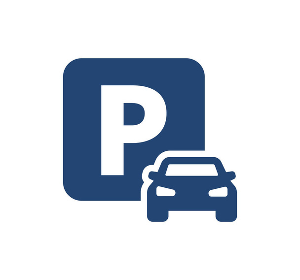Auto parkeren vector pictogram. Parkeerbord - Vector, afbeelding
