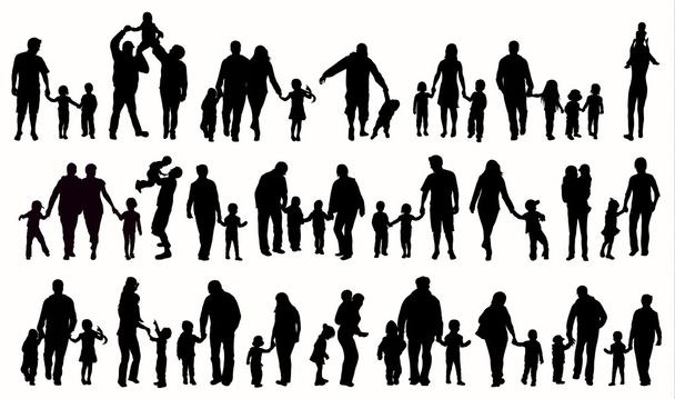 Family silhouettes - Vector, Image