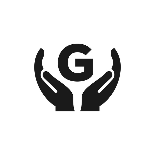 Litera G dająca projekt logo dłoni. Projekt logo strony na wzór wektora litery G - Wektor, obraz