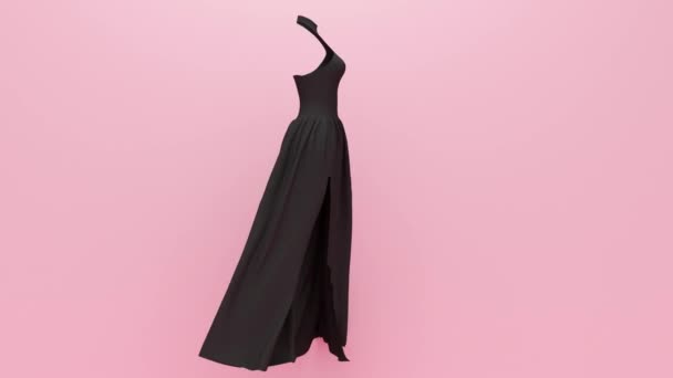 黒の長いグラマラスな夜のドレス。アブストラクトループアニメーション - 映像、動画