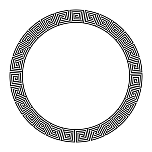 Abstract geometric ornament with greek meander motif for decorative circle frame. Vector art. - Vector, Image