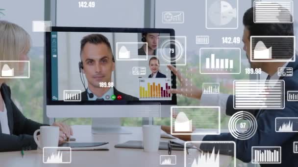 visual creativa de la gente de negocios en una reunión de personal corporativo en videollamada - Imágenes, Vídeo