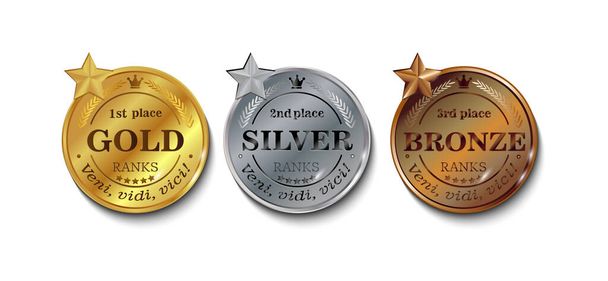 medale za miejsca nagrodzone, złoto, srebro i brąz - Zdjęcie, obraz