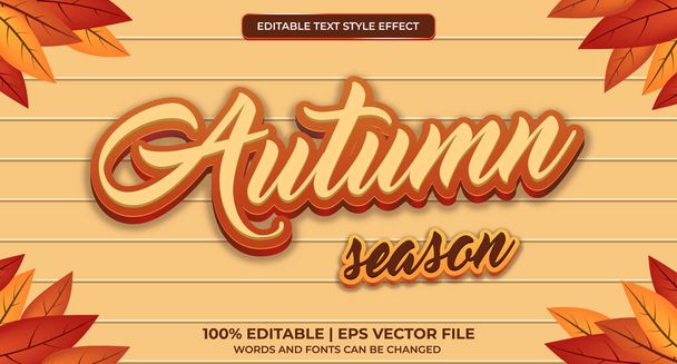 Efecto de estilo de texto editable - texto de otoño con ilustración de hojas - Vector, imagen
