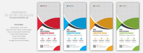 Moderni Business Corporate DL Flyer Rack Card malli Ainutlaatuinen muotoilu Office, Yritys, ja monikäyttöinen käyttö luovia muotoja ja Idea - Vektori, kuva