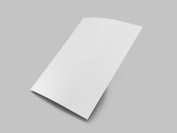 Cena do Mockup da ilustração do papel do folheto 3D no fundo isolado - Foto, Imagem
