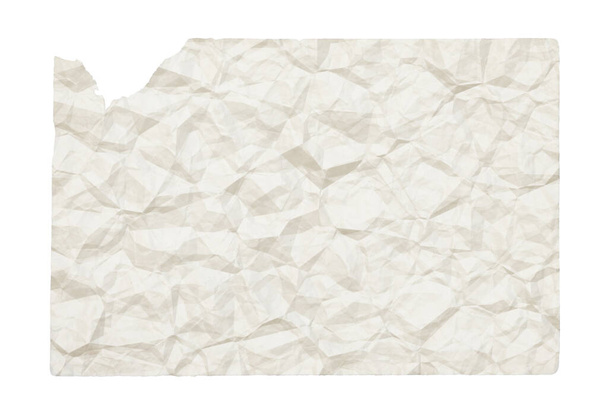 παλιό λευκό τσαλακωμένο χαρτί με copyspace απομονωμένο σε λευκό φόντο - Φωτογραφία, εικόνα
