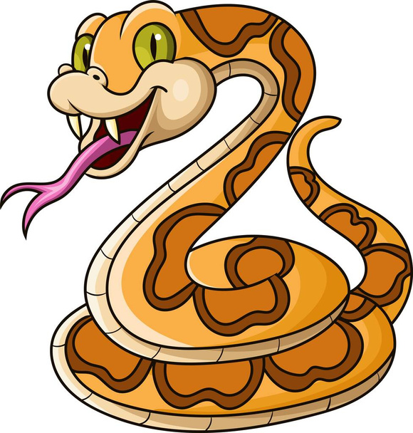 白い背景に漫画茶色のヘビのベクトルイラスト - ベクター画像
