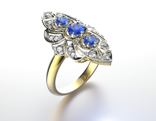 Engagement Ring with sapphire. - Fotó, kép