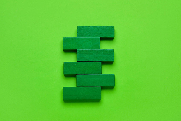 Green blocks on color background - Fotoğraf, Görsel