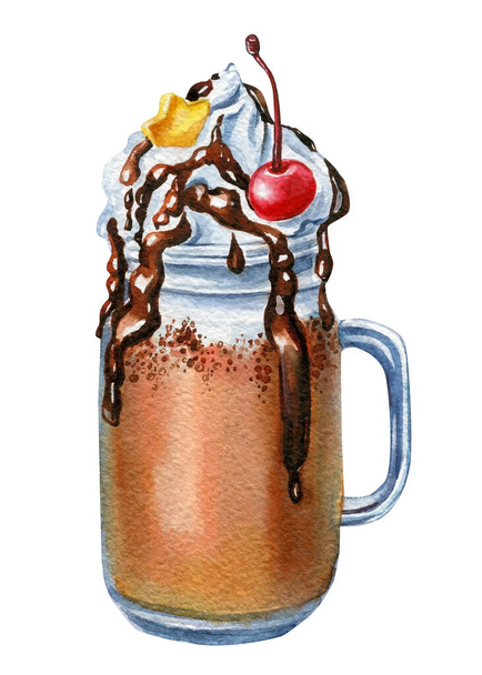 Dessert cocoa, sweet watercolor drawing, cocoa freakshakes - Фото, зображення