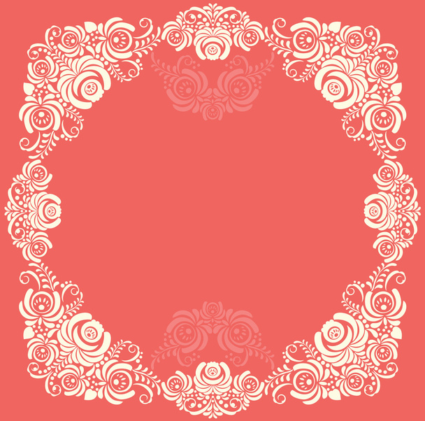 Frame of floral elements. Vector frame in gzhel style. - Vektor, obrázek