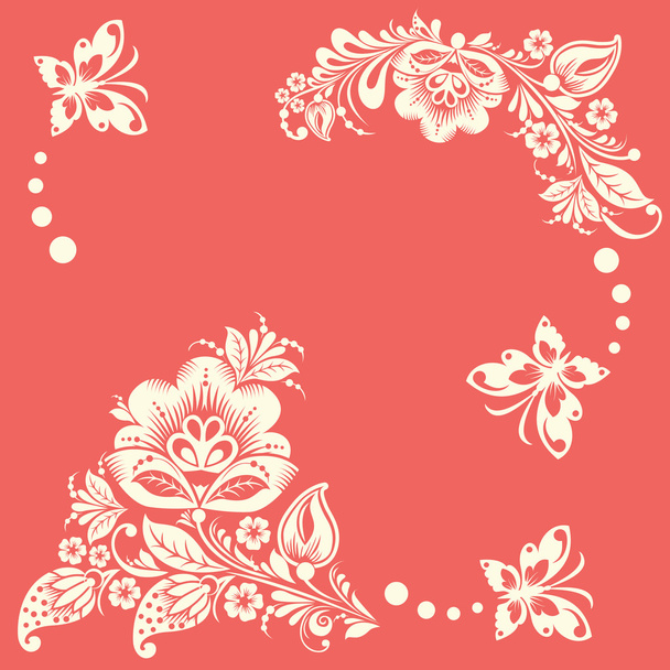 Abstract floral background with butterflies. - Vector, afbeelding