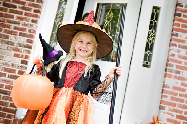 Halloween: Smiling Witch After Getting Trick Or Treat Candy - Photo, image