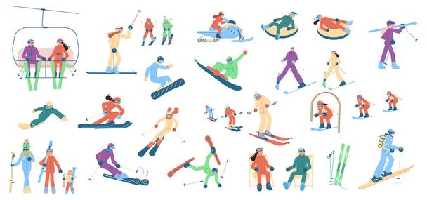 Skieurs, snowboardeurs et tuyauteurs adultes et enfants - Photo, image