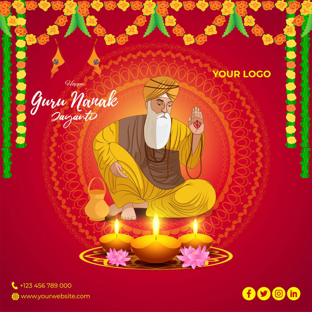 vektori kuvitus Intian festivaali Guru Nanak Jayanti - Vektori, kuva
