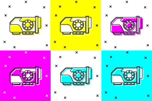 Set Video graphic card icon isolated on color background.  Vector - Vector, Image