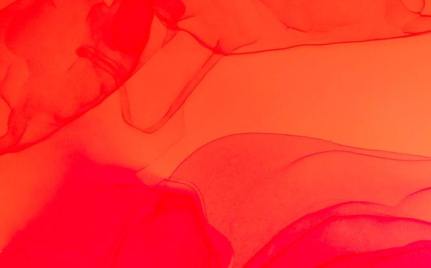 Orange zeitgenössische Kunst. Abstrakter Hintergrund. Aquarelldruck. Abstraktes Platschen. Alkohol Textur. Rotes Aquarellmuster. Bright Alcohol Ink Shirt. Wet Art Print. Graffiti mit Tinte.  - Foto, Bild