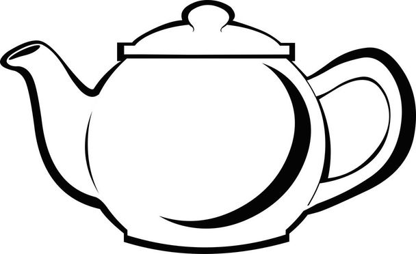 Vector illustration of a teapot in black and white - Vetor, Imagem