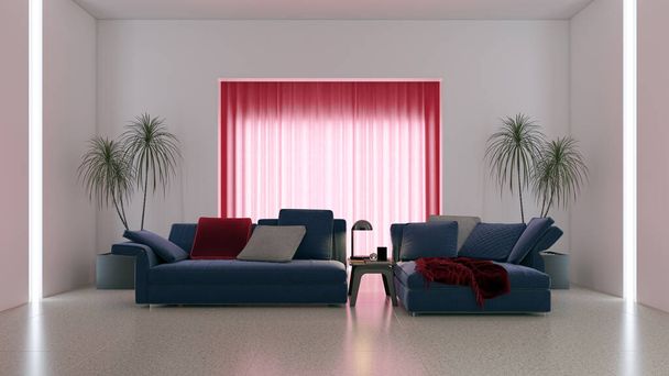 Illustrazione 3D rendendo grande lusso moderno interni luminosi Soggiorno mockup computer immagine generata digitalmente - Foto, immagini