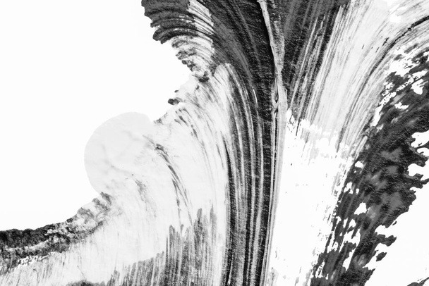 musta valkoinen abstrakti akryyli maalaus väri rakenne valkoisella paperilla tausta käyttämällä rorschach mustetahra menetelmällä - Valokuva, kuva