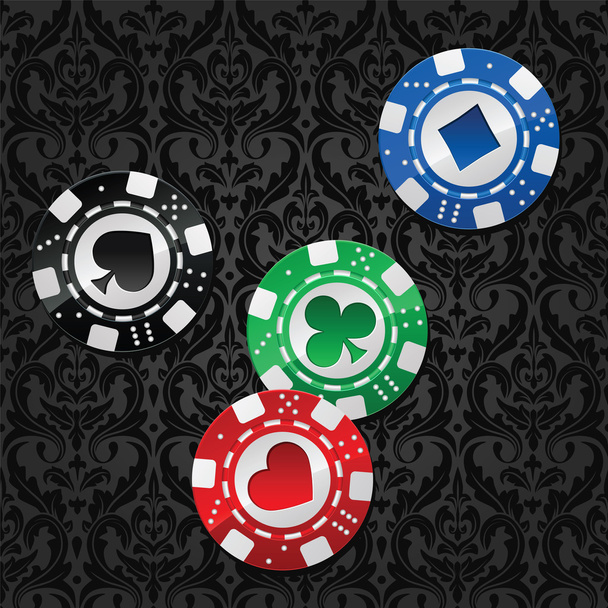 four poker chips - Wektor, obraz