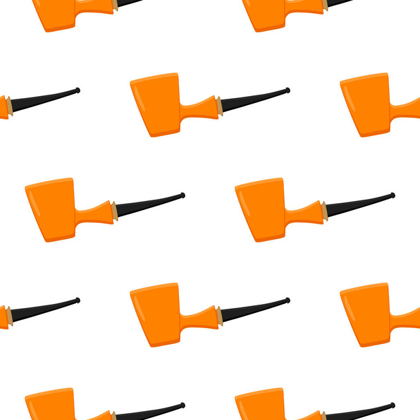 Irish holiday St Patrick day, seamless orange smoking pipes. Pattern St Patrick day consisting of many identical smoking pipes on white background. Smoking pipes it main accessory for St Patrick day. - Vector, Image