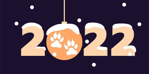 Gelukkig nieuwjaar 2022 tekst. Jaar van de tijger. Feestelijke vectorillustratie - Vector, afbeelding