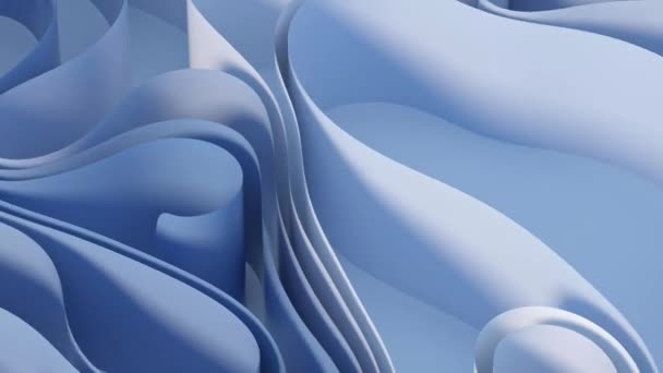 Curvy papier met blauwe achtergrond, 3d rendering. - Video
