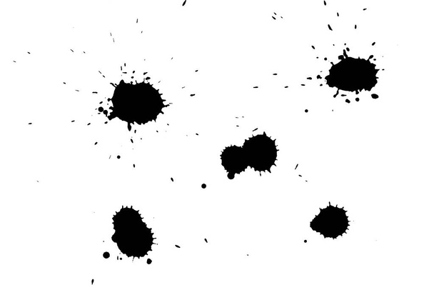 Black blot on a white background. Spots of black ink on a piece of paper. - Photo, Image