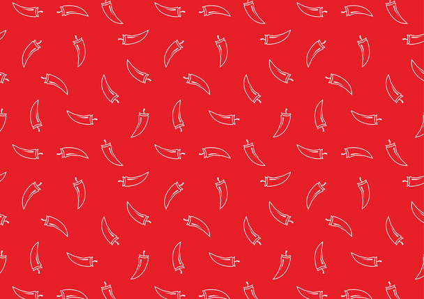 Chili doodle pattern wallpaper. Chili pattern on red background. - Вектор,изображение