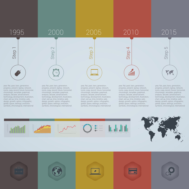 Retro Timeline Infographic, Vector design template - Vektor, Bild