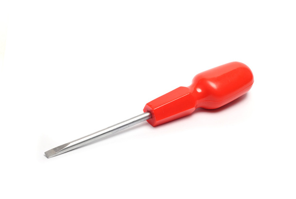 pequena chave de fenda plana com uma alça vermelha
  - Foto, Imagem