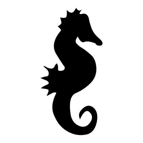 Botanical vector. Black icon on white background. Seahorse  - Vector, Image