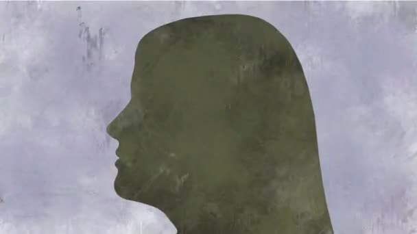 Σουρεαλιστικό πορτρέτο της γυναίκας σιλουέτα - Πλάνα, βίντεο