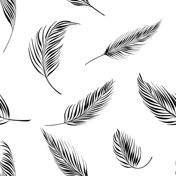 Tropical leaves seamless pattern on a white background. Summer palm leaves. - Vettoriali, immagini