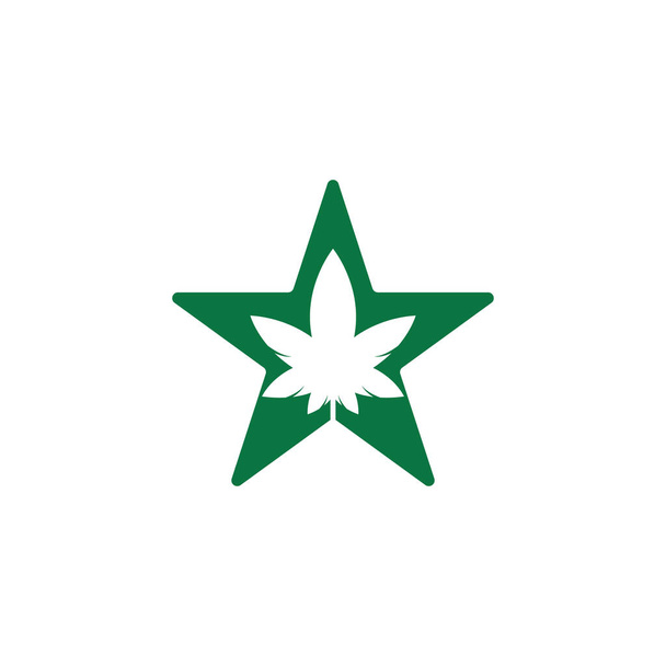大麻の星のコンセプトロゴデザイン.大麻の葉の自然ロゴベクトルアイコン - ベクター画像