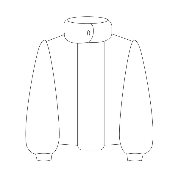 Τεχνικό σχέδιο ενός cropped faux γούνα παλτό με stand-up γιακά. Εικονογράφηση διάνυσμα περίγραμμα είναι κατάλληλο για χρήση στη βιομηχανία της μόδας, τυπογραφία, ιστοσελίδες, καταστήματα.  - Διάνυσμα, εικόνα