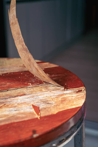 old table scraper spokeshave scapele exotic hardwood sawdust board chip shavings - Photo, Image
