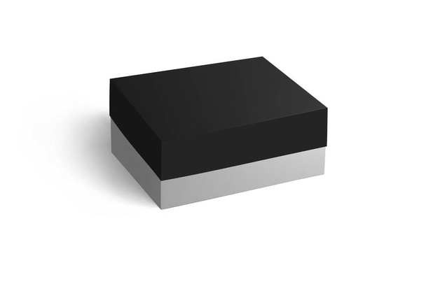 Empty blank shoes box Mock up isolated on white background. Blank of Opened  Shoes Box With Lid. Mockup Rectangle Paper box container. 3d rendering. - Foto, Imagem