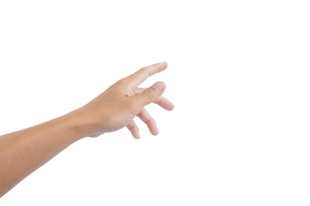 main de asiatique l'homme est en geste sur fond blanc. - Photo, image
