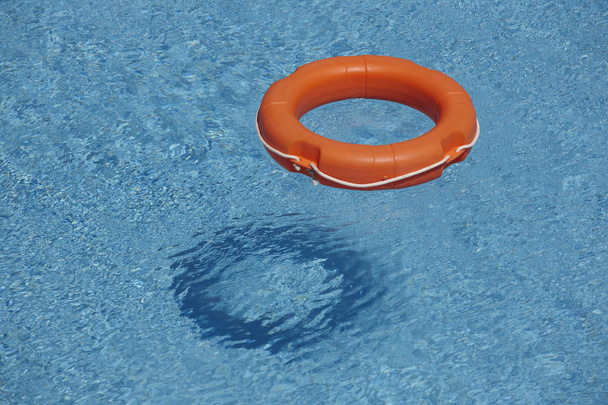 Оранжевая жизнь колеблется в голубой воде
 - Фото, изображение