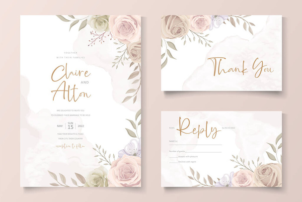 Όμορφα τριαντάφυλλα πρόσκληση πρότυπο κάρτα - Διάνυσμα, εικόνα