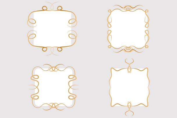 A set of golden wavy vintage frames. Good for any project. - Vector, Image