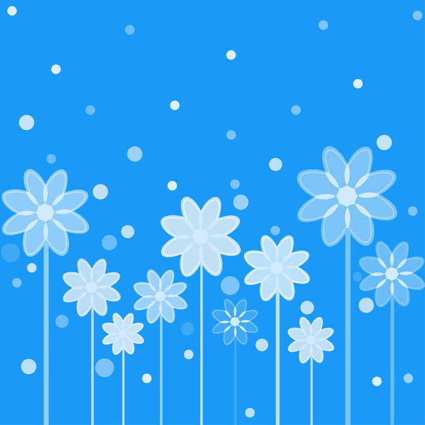 vector background with abstract flowers of pastel blue shades on a blue background, blank for postcards  - Vektori, kuva
