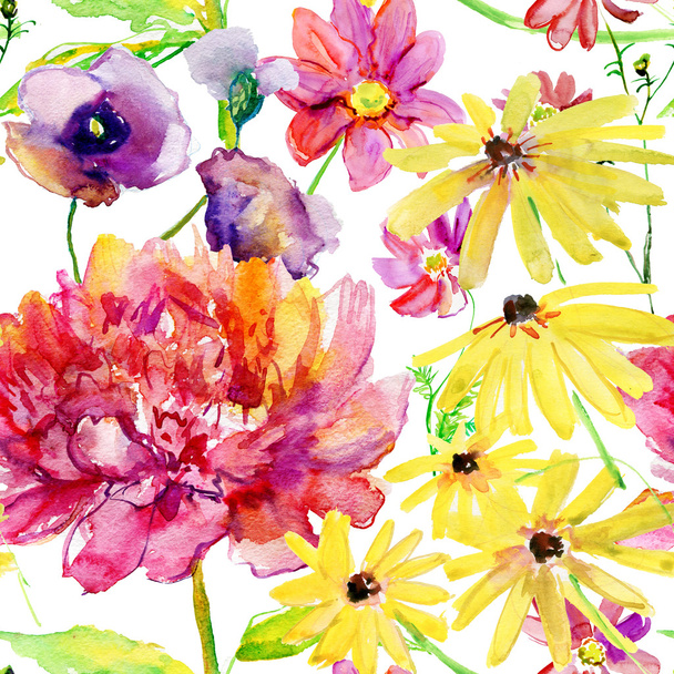 Απρόσκοπτη μοτίβο με άνθη παιώνιας - Φωτογραφία, εικόνα