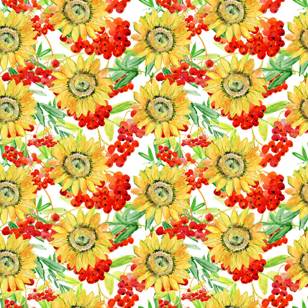 Seamless watercolour sunflowers pattern - Zdjęcie, obraz