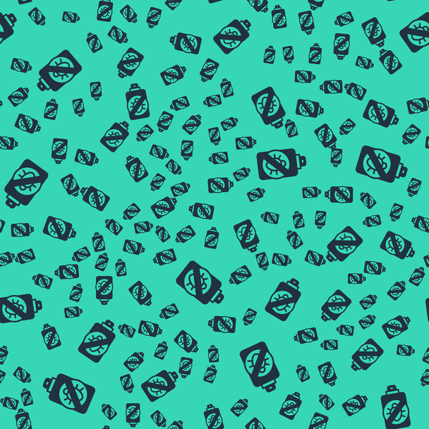 Zwarte spray tegen insecten pictogram geïsoleerd naadloos patroon op groene achtergrond. Vector - Vector, afbeelding