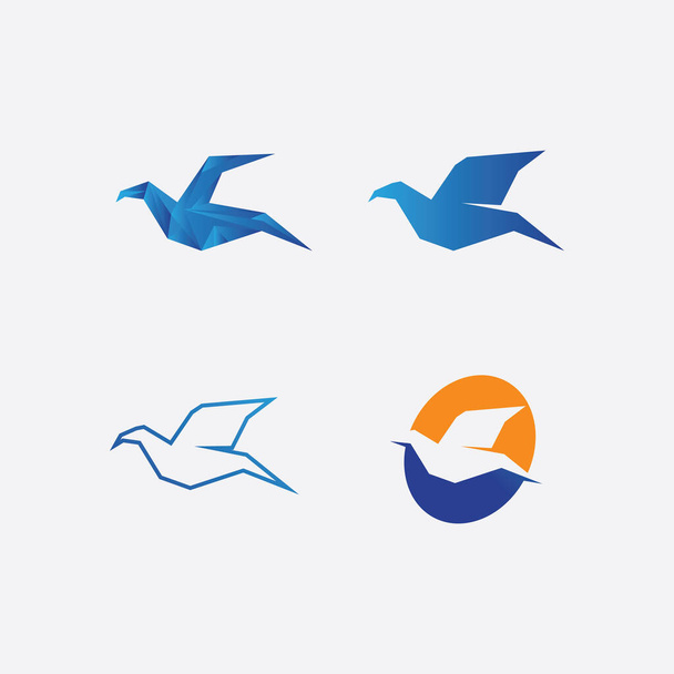 Vogels en zwaluw logo ontwerp en vector dierlijke vleugels en vliegende vogel - Vector, afbeelding