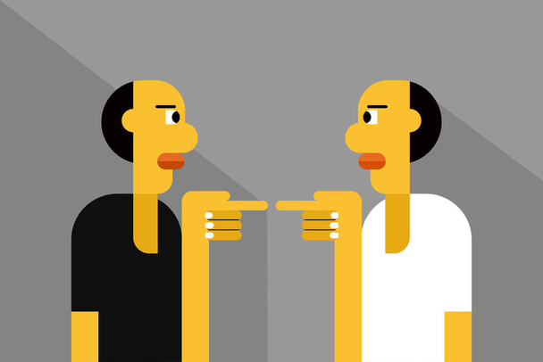 Ilustracja dwojga ludzi obwiniających się nawzajem - Wektor, obraz